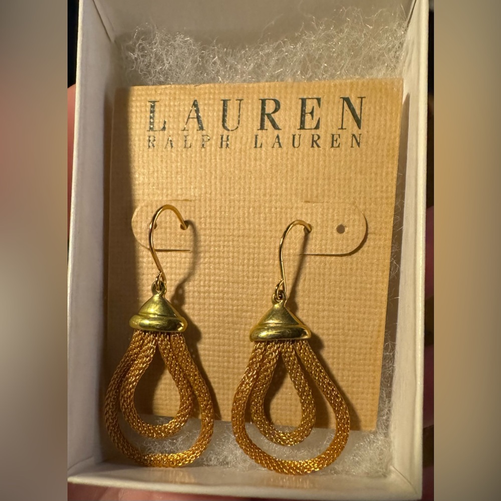 Lauren by Ralph Lauren Dangling Two Layer Chain Loop Earrings